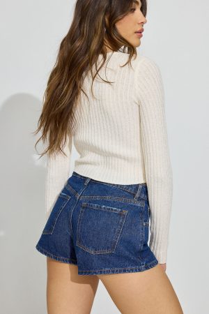 Denim Relaxed A-Line Shorts