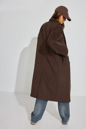 Oversized Long Felted Trench Coat