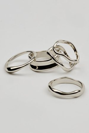 Set of 4 Wavy Minimal Rings