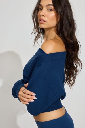 SoftTerry Rib Off Shoulder Sweater