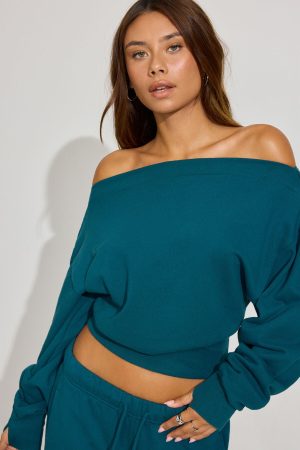 SoftTerry Rib Off Shoulder Sweater