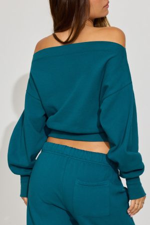 SoftTerry Rib Off Shoulder Sweater