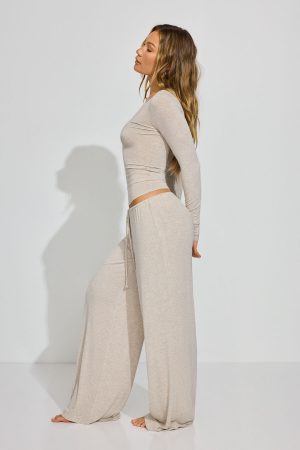 Sheer Ribbed Slouchy Pants
