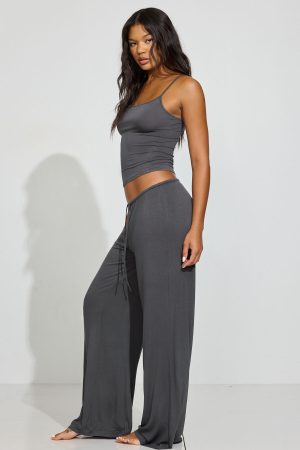 Sheer Ribbed Slouchy Pants