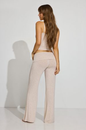Sheer Ribbed Foldover Pants