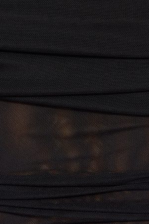 Mesh Long Sleeve Off Shoulder Top