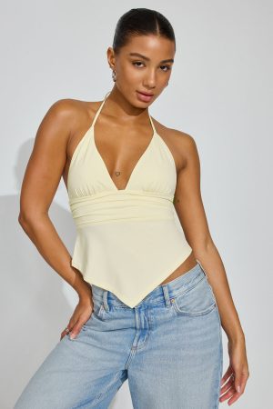 Plunge Halter Hankerchief Top