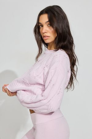 Chenille Cropped Cable Sweater