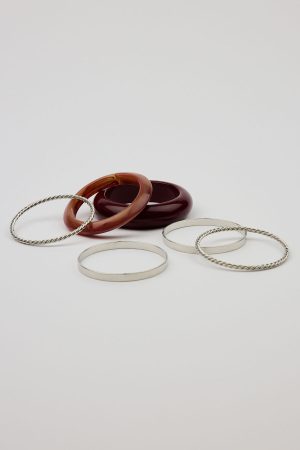 Set of 6 Resin & Clean Metal Bangles