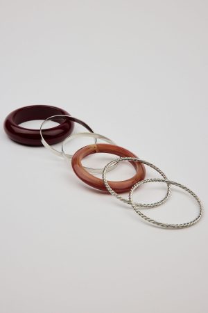 Set of 6 Resin & Clean Metal Bangles