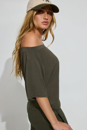 Wide Boat Neck Banded Tee