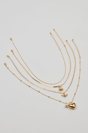 Set of 4 Angel and Cherry Pendant Necklaces