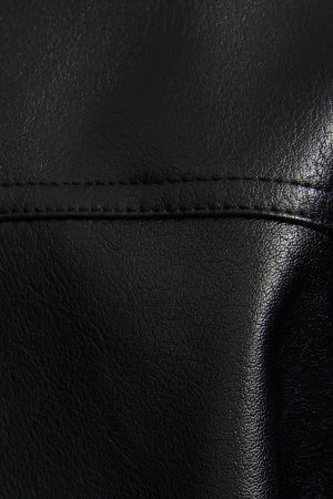 Oversized Faux Leather Stand Collar Bomber