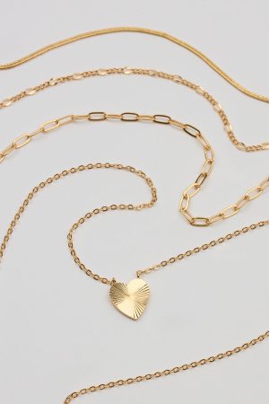 Set of 4 Heart & Chain Necklaces
