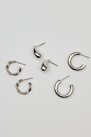 3 Pack of Twist Drop and Hoop Earrings