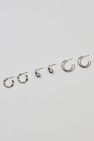 3 Pack of Twist Drop and Hoop Earrings